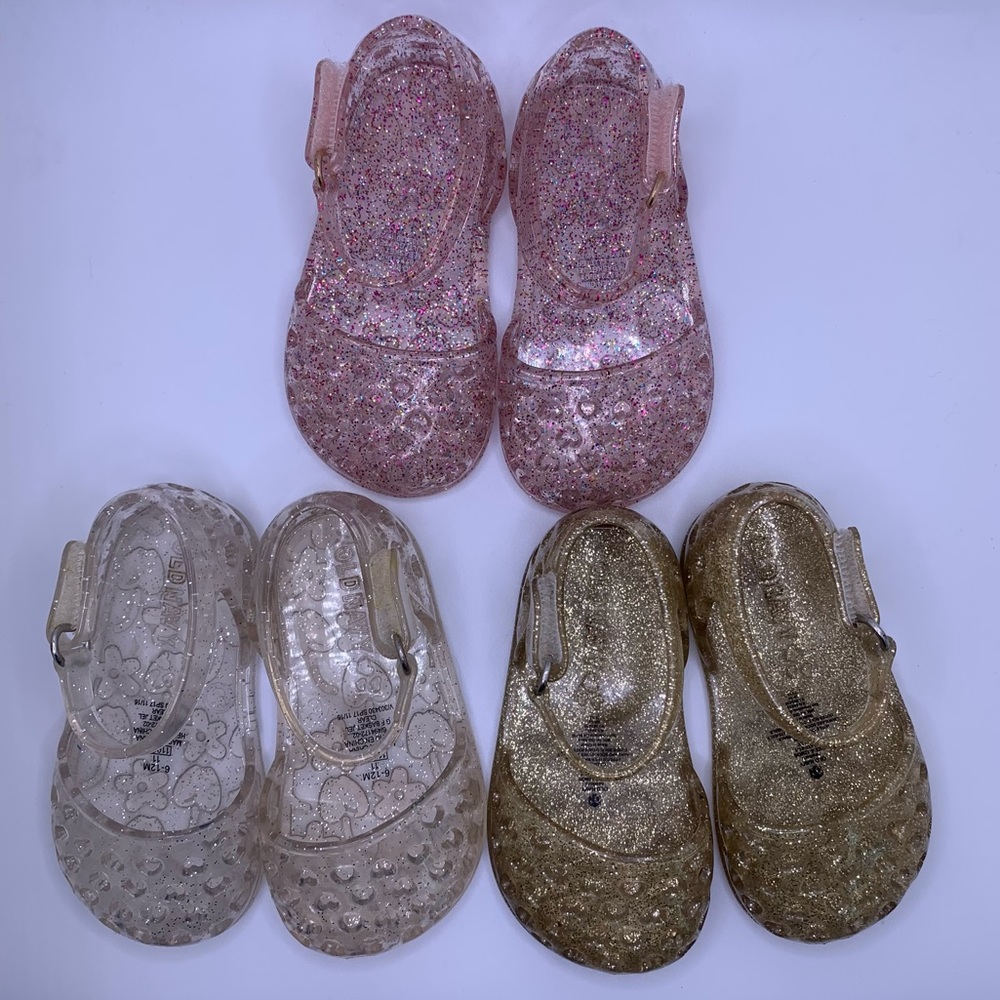 Old Navy Kids Glitter Sandals - Pink, Gold, Silver
